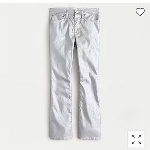 J. Crew Billie Demi Boot Crop Coated Silver Jeans
